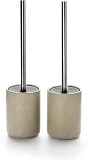 Viosuniu Land Series Ceramic Toilet Cleaner Brush and Holder Set for Bathroom, Non-Scratching Toilet Bowl, Rust-Proof (2 Pack)