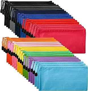 SOUJOY 36PCS Zipper Pencil Pouches, 9'' x 4.7'' PVC Multicolor Zip File Bags, 12 Colors Waterproof Pen Case for Bills, Cosmetics, Travel Storage, School and Office Supplies