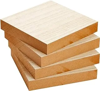 Bright Creations Unfinished MDF Wood Squares for Arts and Crafts, 1 Inch Thick (6x6 in, 4 Pack)