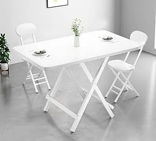 Foldable Picnic Table, Portable Camping Table Desk Simple Design Space Saving Dinner Table, Heavy Duty Collapsible Folding Dining Table for Home Living Room Kitchen Garden (White, 100CM)