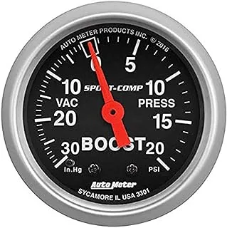 Auto Meter 3301 Sport-Comp Mechanical Boost/Vacuum Gauge, 2.3125 in.