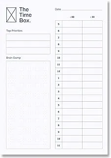 The Time Box Daily Time Management Planner - Time Blocking To Do List Planning Pad, Blank Hourly Notepad - Personal Organizer Notepad for Work - Brain Dump Agenda Notebook - 60 Undated Sheets 7