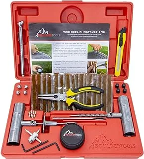 Boulder Tools - 56 Pc Heavy Duty Tire Repair Kit For Car, Truck, Jeep, ATV, Motorcycle, Tractor. Flat Tire Puncture Repair