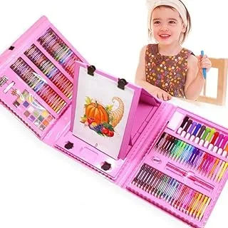 Upgraded 208 Piece Art Kit: Trifold Easel, Oil Pastels, Crayons, Colored Pencils, Markers, Watercolor Cakes and more - Ideal for Girls, Boys, Teens. The for All Ages and Skill Levels.!