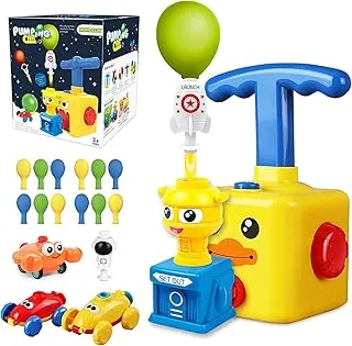 Balloon Launcher car toy set, Balloon Powered Car with Launch Tower, Inertial Power Balloon Car Toy with Pump12 Balloons, Fun Educational Balloon Toys Gifts for Kids Boys Girls 3+ and Classroom