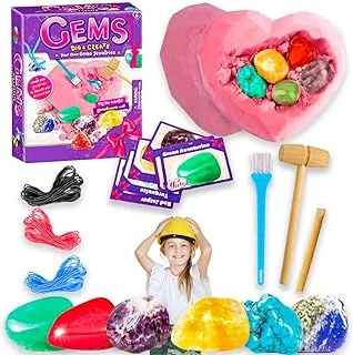 UKR Gems Dig Kit Necklace Making Science Kit Rock Mining Gemstones Lab Toys STEM Craft Experiment Discovery Set