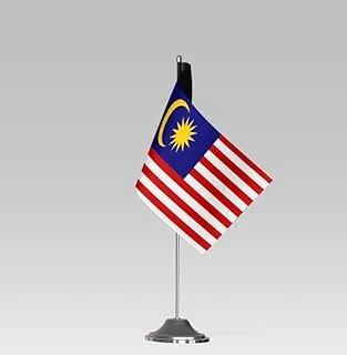 علم طاولة صغير الحجم من BPA® MALAYSIA FLAG مع حامل ديكور مكتبي أنيق (22 × 10 سم)