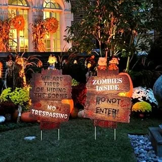 Bpa Beware Warning Halloween Waterproof Corrugate Lawn Yard Sign Set 2-Pieces