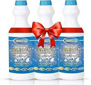 Ecolyte+ Premium Bleach, For White Clothes, Removes Tough Stains | Brighter Whites | Ideal for Bathroom Taps, Basins, Showers & Toilet Cleaner - (1 Liter - Pack of 3)