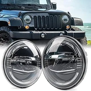 DKMGHT LED Headlights For Jeep Wrangler JK, [DOT Approved] [Low Beam and High Beam] Headlamps with DRL Halo - 1 Pair