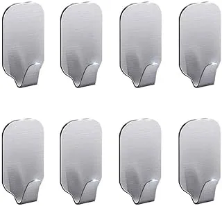 COOLBABY Stainless Steel Hook,Storage Hooks,Wall Hanger Towel Hooks,Heavy Duty Hooks,No Drill Waterproof Hanger,Grey,Pack Of 8