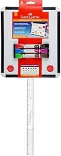 Faber-Castell Magnetic Whiteboard with 3 Twin Tip Markers + Plastic Slim Ruler 12-Inch