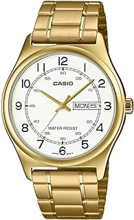 Casio Men's Watch - MTP-V006G-7BUDF White Dial, Gold Band