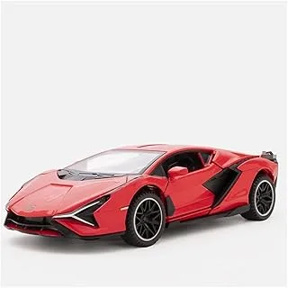 car Model for Lambo SIAN FKP 37 Supercar Model Alloy Diecast Vehicle with Sound Light Pull Back Lifting Tail Car 1/32 Specification (Color : Red with Box)