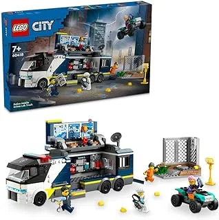 مجموعة سيارات لعبة مكعبات بناء شاحنة مختبر الجريمة المتنقلة من LEGO® City Police 60418؛ ألعاب للأولاد والبنات والأطفال (674 قطعة)