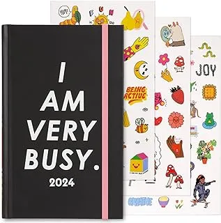 ban.do Daily Planner 2024, Classic Weekly Planner Dated January 2024 - December 2024, Self Care Journal, Hardcover Planner with Monthly Calendar, Stickers, & Pockets, I Am Very Busy (Black)