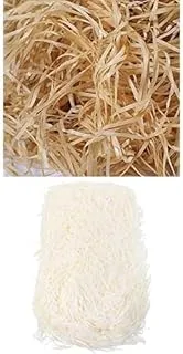 REDDOTGIFT 100 gram Raffia Paper Shreds(Golden Brown) + 100 gram Raffia Paper Shreds Strands(Off-White)