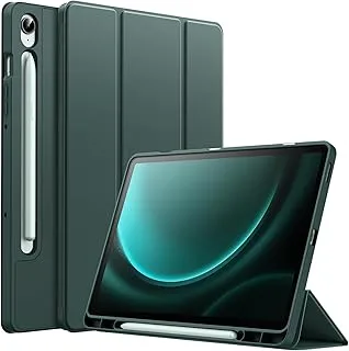 AWH Case Tab S9 FE 10.9-Inch with S Pen Holder, Soft TPU Tri-Fold Stand Protective Tablet Cover, Support S Pen Charging, Auto Wake/Sleep-Light (Green)