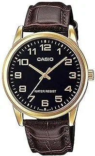 Casio Men's Watch - MTP-V001GL-1BUDF Black Dial, Brown Band