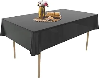 Puricon 6 Pack Disposable Plastic Tablecloths 54 x 108 Inch Premium Rectangle Table Cover, Decorative Fabric Table Cover for Dining Table, Buffet Parties and Camping -Black