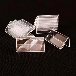 BPA® GoNear 50pcs Mini Sign Display Holder, L Shape Clear Acrylic Price Name Card Tag Label Stand-4x2cm