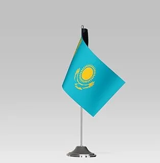 BPA® KAZAKHSTAN FLAG علم طاولة مدمج مع حامل ديكور مكتب أنيق (23x10 سم)