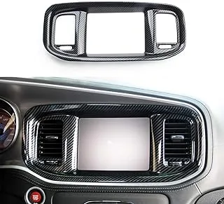 crosselec Carbon Fiber Dashboard DVD Navigation Screen Frame Cover Trim for Dodge Charger 2015+ (Black Carbon Fiber)