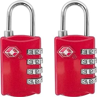 desired tools TSA Luggage Locks (Pack of 2) - 4 Digit Combination Steel Padlocks, Red