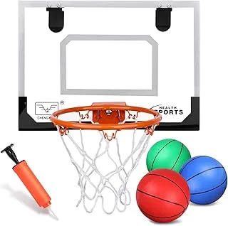 Mini Indoor Basketball Hoop for Door Boost Version, Wall Mount Basketball Hoop for Kids Adults with Upgrade Larger 9 Inc Dunk Rim Wall Mounted Backboard