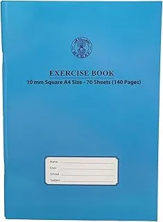 Sadaf 10mm Square 70 Sheets Exercise Book with Left Margin, A4 Size, Blue