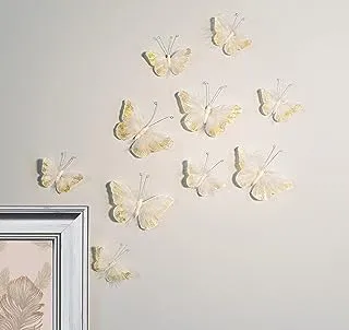 Inspired by Jewel Butterfly Wall Decorations Premium Quality Real Feather 3D Wall Decals Girls Bedroom | Stunning Gold Glitter Decor Stickers All Rooms & Nursery Sets | 10 Adhesive Pieces