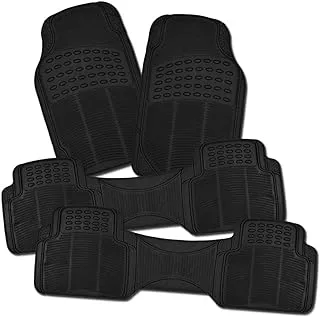 Zone Tech All Weather Rubber Semi Pattern Car Interior Floor Mats – 4-Piece Set Black Heavy Duty Car Interior Floor Mats