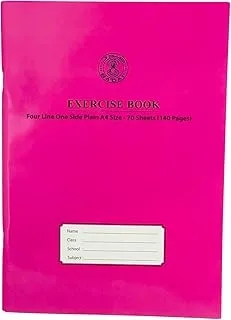 Sadaf Four Line One Side Plain Exercise Book, A4 Size, Magenta