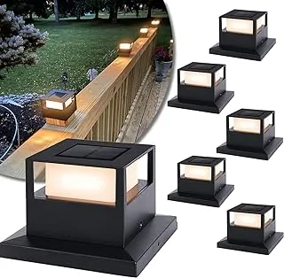 Viewsun 6 Pack Solar Post Cap Lights, Outdoor Fence Solar Powered Post Cap Lights with SMD LEDs Waterproof Light Decorative for Fence Deck or Patio Decor, Fits 4x4, 5x5 or 6x6 Wooden Posts