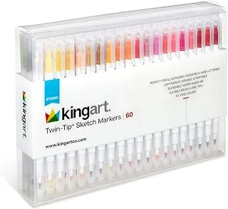 KINGART Studio Twin-Tip Sketch Markers, Set of 60 Unique & Vivid Colors, Set of 60