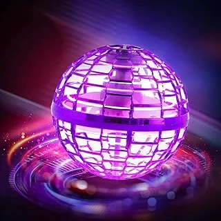 Flying ball toy [2021 upgrade] Globe Shape Magic Controller mini flying toy, built-in RGB light rotator 360° rotation, suitable for children and adults outdoor and indoor magic flying toys (Purple)