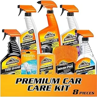 Armor All Premier Car Care Kit, Includes Car Wax & Wash Kit, Glass Cleaner, Car Air Freshener, Tire & Wheel Cleaner (8 Piece Kit)