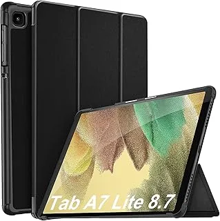 حافظة AWH Samsung Galaxy Tab A7 Lite 8.7 2021 SM-T225/SM-T220، غطاء جلدي ثلاثي الطي، نوم تلقائي لجهاز Galaxy Tab A7 Lite مقاس 8.7 بوصات، (أسود)