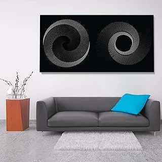 Spirals, Canvas wall art, Black, Canvas, 1 Piece, 150 x 75 cm By(BPA®)