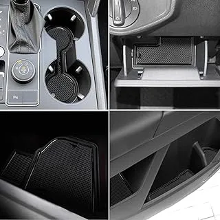 Auovo Anti Dust Door Mats for Volkswagen VW Atlas Accessories 2023-2018 Interior Custom Fit Door Compartment Cup Holder Insert Center Console Liners(19pcs/Set) (Black)