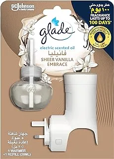 Glade Electric Scented Oil Warmer Plug In, Air Freshener, Sheer Vanilla Embrace, 20ml