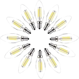 MODI E14 4W Pack 10 Candle Bulb 40 Watt Equivalent LED Filament Light Bulbs Non-Dimmable Soft ww Classic Clear Glass 800LM Flame LED Filament Candle Bulb, Infrared