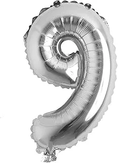 Italo Number 9 Foil Balloon, 16 Inch Size, Silver