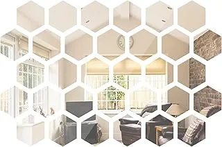 BPA 24 Pieces Removable Acrylic Mirror Setting Wall Sticker Decal Honeycomb Mirror for Home Living Room Bedroom Decor (6 x 7.1 x 3.5 Inch)