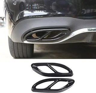 Car Exterior Exhaust Pipe Mufflers Cover Rear Bumper Cylinder Exhaust Pipe Decorate Cover for Mercedes-Benz A B C E CLA GLC GLE GLS Class W205 W213 X253 (Black)