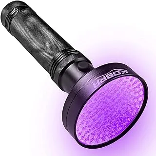 Kobra Black Light Flashlite - 100 مصباح يدوي للأشعة فوق البنفسجية LED ضوء أسود للكشف عن بول الحيوانات الأليفة - مصباح ومصباح يدوي أسود للفحص - شدة مصباح الأشعة فوق البنفسجية 18 وات 385-395 نانومتر LED العقارب