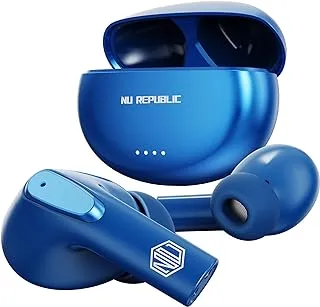 Nu Republic Earphone Epic X3 Earbud Bluetooth Wireless TWS with X-Bass® Technology, 48H Playtime, Adv ENC, Talk Pure Mic, Type-C Fast Charging, Hall Sensor Function - Blue