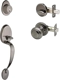 Copper Creek CZ2610XCK-AN Mid-Century Modern Entrance Handleset in Antique Nickel with Colonial Knob Interior