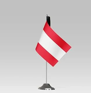 علم طاولة صغير الحجم BPA® AUSTRIA FLAG مع حامل ديكور مكتبي أنيق (23 × 10 سم)