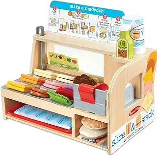 Melissa & Doug Wooden Slice & Stack Sandwich Counter with Deli Slicer – 56-Piece Pretend Play Wooden Food Toys, Kitchen Food Set For Toddlers And Kids Ages 3+